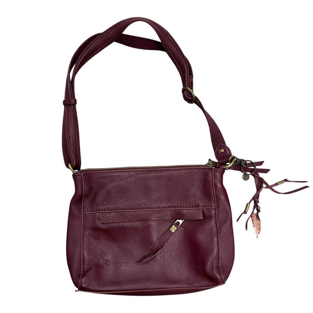 The Sak Alameda Plum Berry Purple Leather Crossbody Purse Bag Tassel